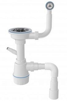 Сифон для керамической мойки, круглый перелив М104-6