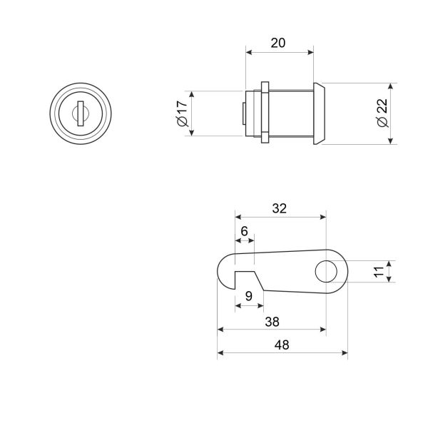 Замок почтовый (мебельный) ЗП 20мм